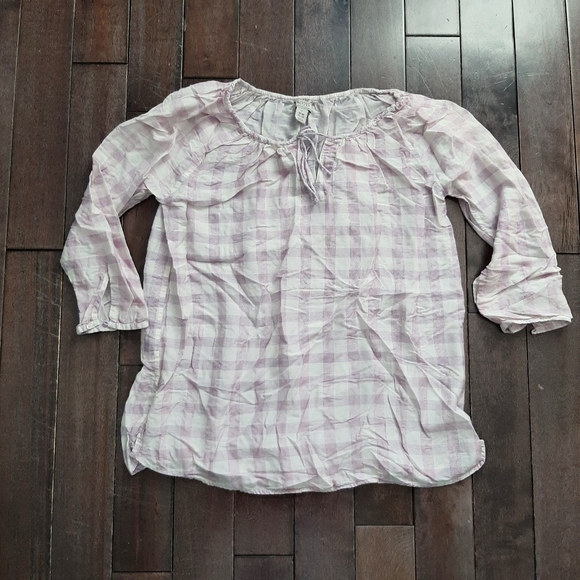 Roots Silk Cotton Blend Checkered Blouse Medium